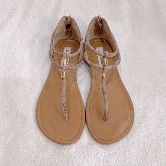 Steve Madden Light Brown and Gold Toned Rantt Sandals Size 6.5 - Picture 6 of 13